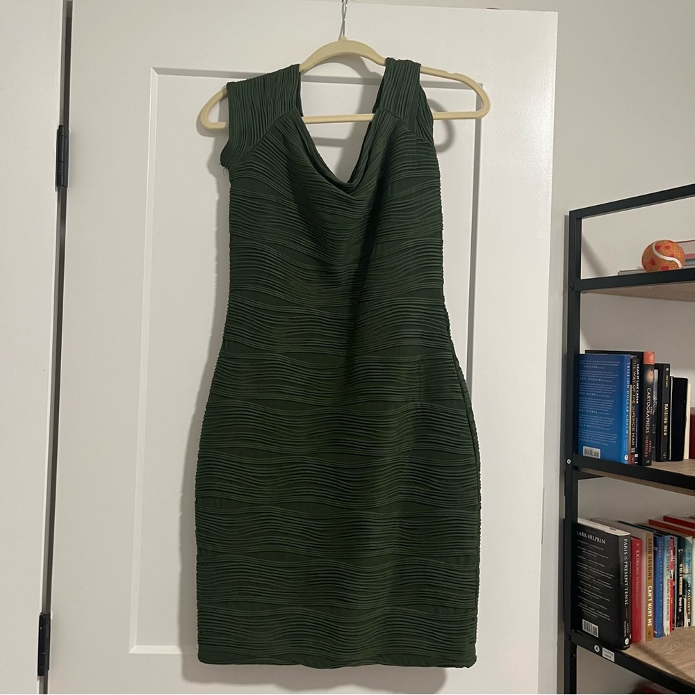 Brat Star Green Ribbed Sheath Mini Dress